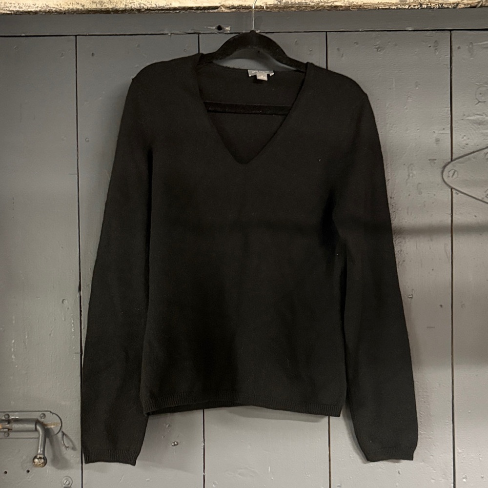 Ann Taylor Cashmere Elegant Black V-Neck Sweater